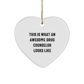 Funny Drug Counselor Heart Ornament Gifts from Friends, Unique Christmas Unique Gifts for Drug Counselor, Men, Women, Coworkers, Family - Image 1